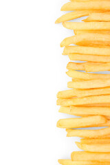 Tasty french fries on white background