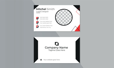 Modern business card template in red and black colors. 
 