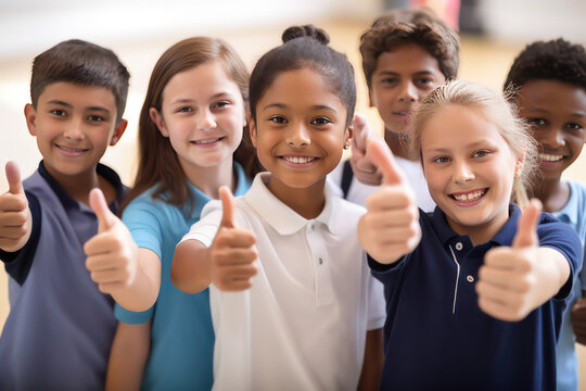 Kids with thumbs up (AI Generated)