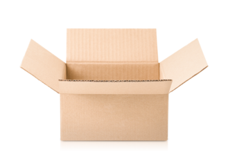 one open cardboard box on a white isolated background