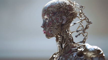 portrait of a AI cyborg woman 