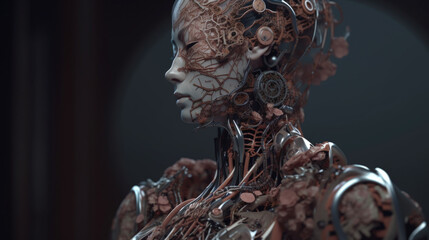 portrait of a AI cyborg woman 