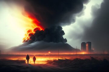  Devastating Nuclear Explosion in the Heart of the City. Generative AI. 