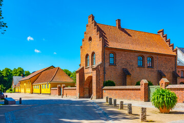Gate leading to SorГё Klosterkirke viewed during a sunny day in Denmark