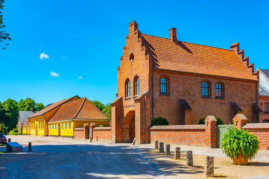 Gate leading to SorГё Klosterkirke viewed during a sunny day in Denmark