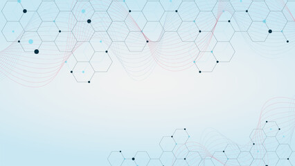 Abstract hexagonal with particle for medical innovation background concept.