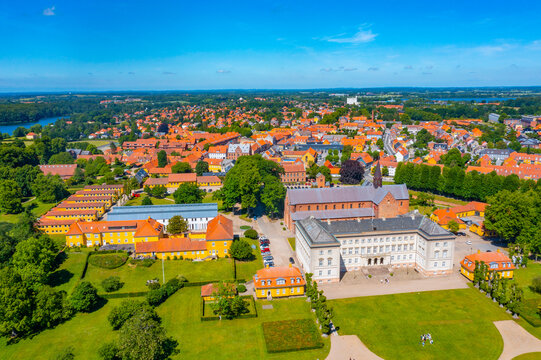 Aerial view of Danish town Soro