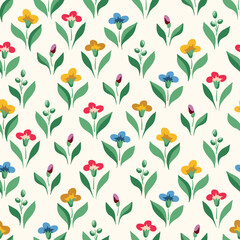 Bright Chintz Romantic Meadow Wildflowers Vector Seamless Pattern. Cottagecore Garden Flowers and Foliage Print. Homestead Bouquet. Farmhouse Background - 586363548