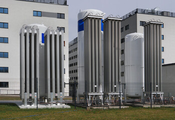 industrial landscape against the background of apartment buildings ...