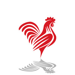 Rooster as a logo design. Illustration of a rooster as a logo design on a white background - 586364753