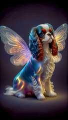 Cavalier king charles spaniel dog, dog animal with wings generative ai