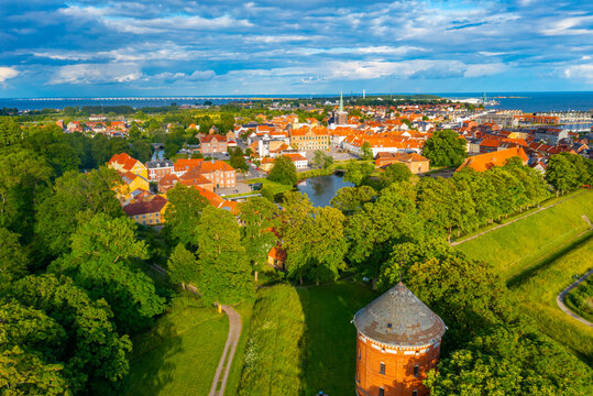 Aerial view of Danish town Nyborg