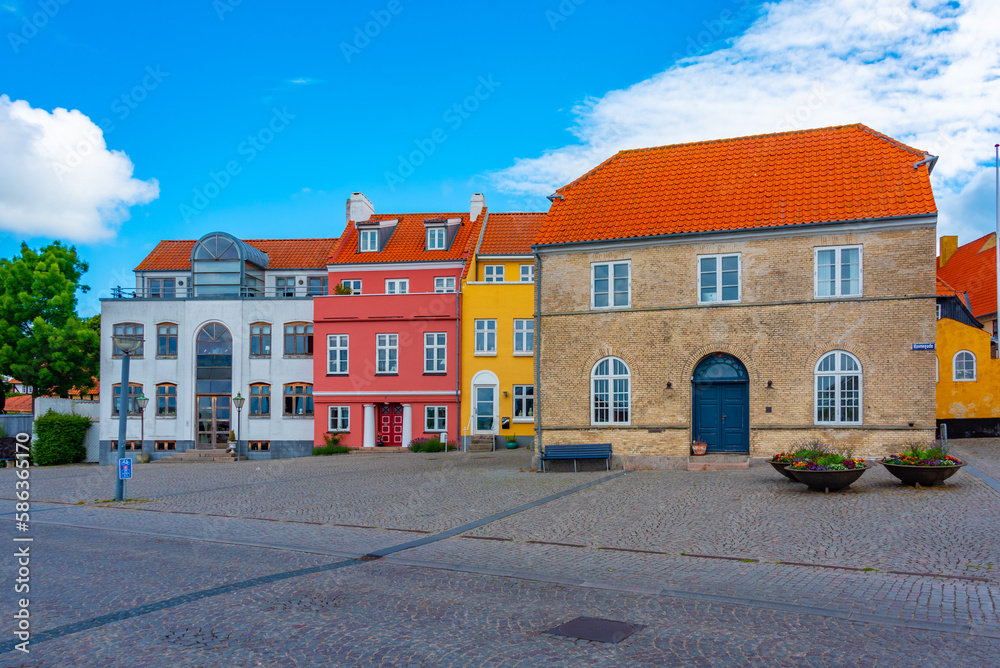 Wall mural colorful street in danish town faaborg