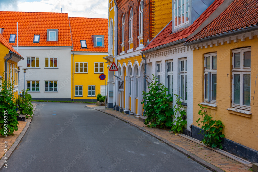 Wall mural colorful street in danish town faaborg