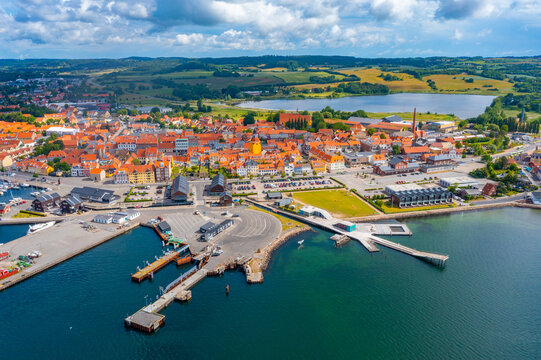 Aerial view of Danish town Faaborg