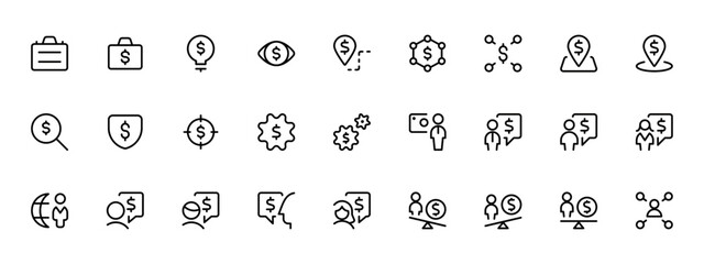 Business icons. Business and Finance web icons in line style. Money, bank, contact, infographic. Icon collection. Vector illustration. can be used for web, logo, UI/UX