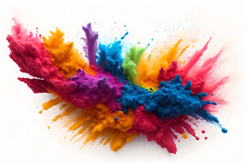 Fototapeta na wymiar powder colours explosion on white background, generative ai 