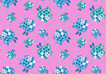 Cartoon dinosaur monsters seamless dragon pattern for wrapping paper and Christmas gift box and kids clothes