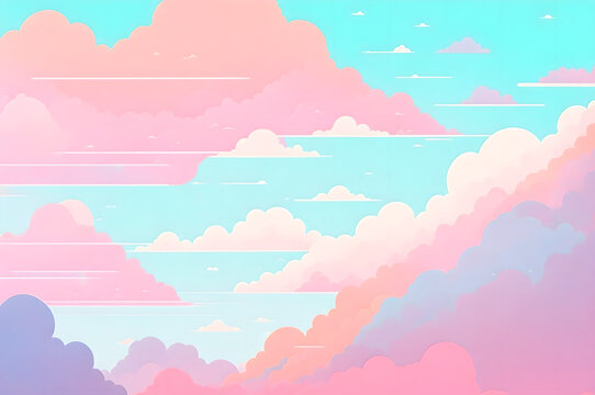 pink cloud background, pastel coluor illustration art of a sky, generative ai