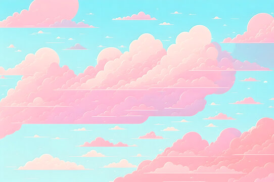 pink cloud background, pastel coluor illustration art of a sky, generative ai