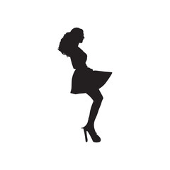 Silhouette vector art work of a lady.
