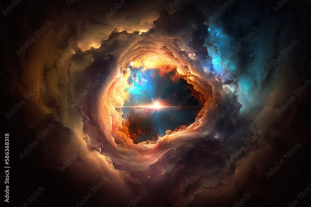 Wall mural bright virtue descends in a nebula shield generative ai