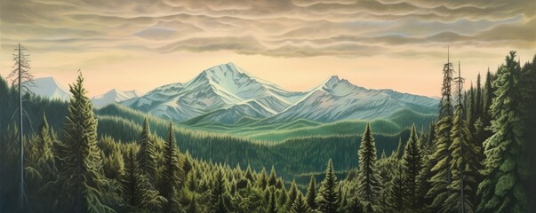Beautiful Cell shaded Landscape, Painting. Generative ai
