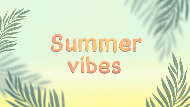 flyer, banner with beach, palm branches and lettering summer vibe