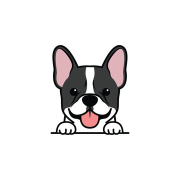 Cute french bulldog puppy cartoon, vector illustration