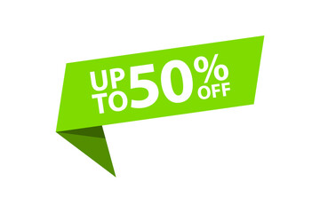 Up to 50% off discount tag