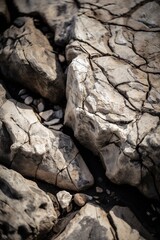 Stone texture background with cracks on it. Generative AI vertical shot