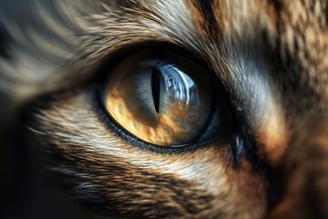 Macro close up shot of cat eye. Generative AI shot