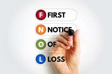 FNOL - First Notice Of Loss acronym, business concept background