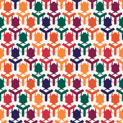 Paint brush geometrical ornament. Seamless pattern. Abstract backdrop. Crosses wallpaper. Geometric background. Ethnic hand drawn motif. Mosaic ornate. Digital paper. Textile print. Vector art work