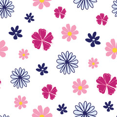 Obraz premium Small flowers white background seamless pattern