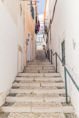 A narrow stairway in Lisbon.