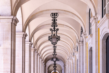 An outdoor arched passageway at the Supreme Court in Lisbon.