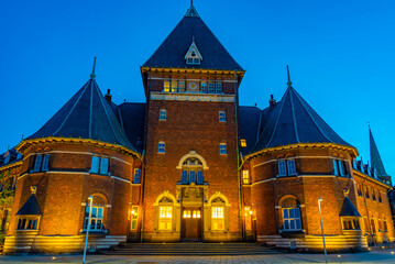 Night view of Toldboden house in Aarhus, Denmark