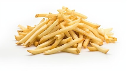 French fries isolated or flying french potato fries. isolated on white background, generative ai