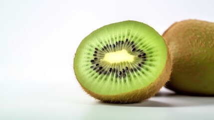 Fototapeta na wymiar Slice of fresh juicy kiwi isolated on white background, generative ai
