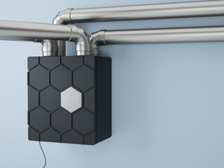 Air recuperator - modern ventilation system. 3D illustration