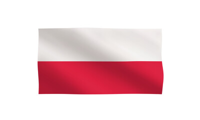 Poland Flag Icon. Official Polish flag flutters in the wind. Symbol of Poland. Sign is isolated on a white background. Realistic 3D flag emblem. Vector illustration