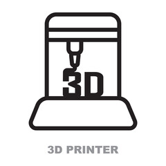 3D printer icon. Perfect icon for website and as symbol of 3D technology.