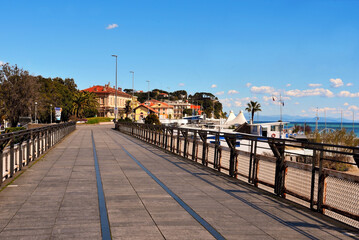 the bridge that crosses the mouth of the sansobbia torrent here is a natural oasis Albissola Marina Italy