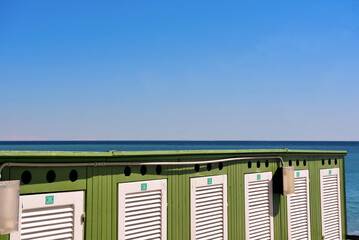 cabins on the beach in Albissola marina Liguria Italy