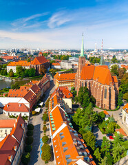 Naklejka premium Beautiful view of the old town of Wroclaw and the Odra River. Wroclaw, Poland