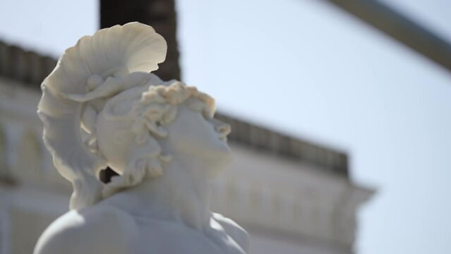 Statue details of Achilleion palace in Gastouri on Corfu island, Greece. Achilleion was the summer palace of empress Elisabeth of Austria, also known as Sisi