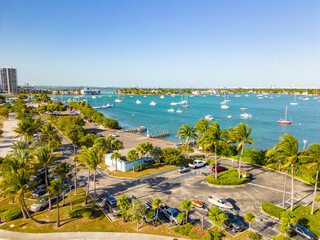 Aerial drone photo Watson Island Marina and boat ramp