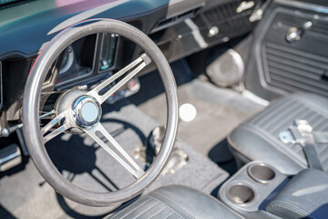 Classic car interior cabin photo