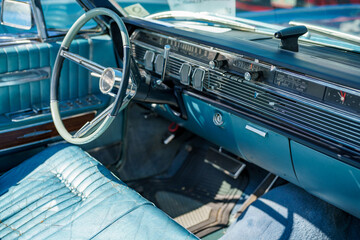 Classic car interior cabin photo